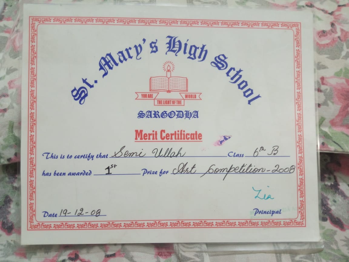 St. Mary's High School Merit Certificate - 1st Prize Art 2008